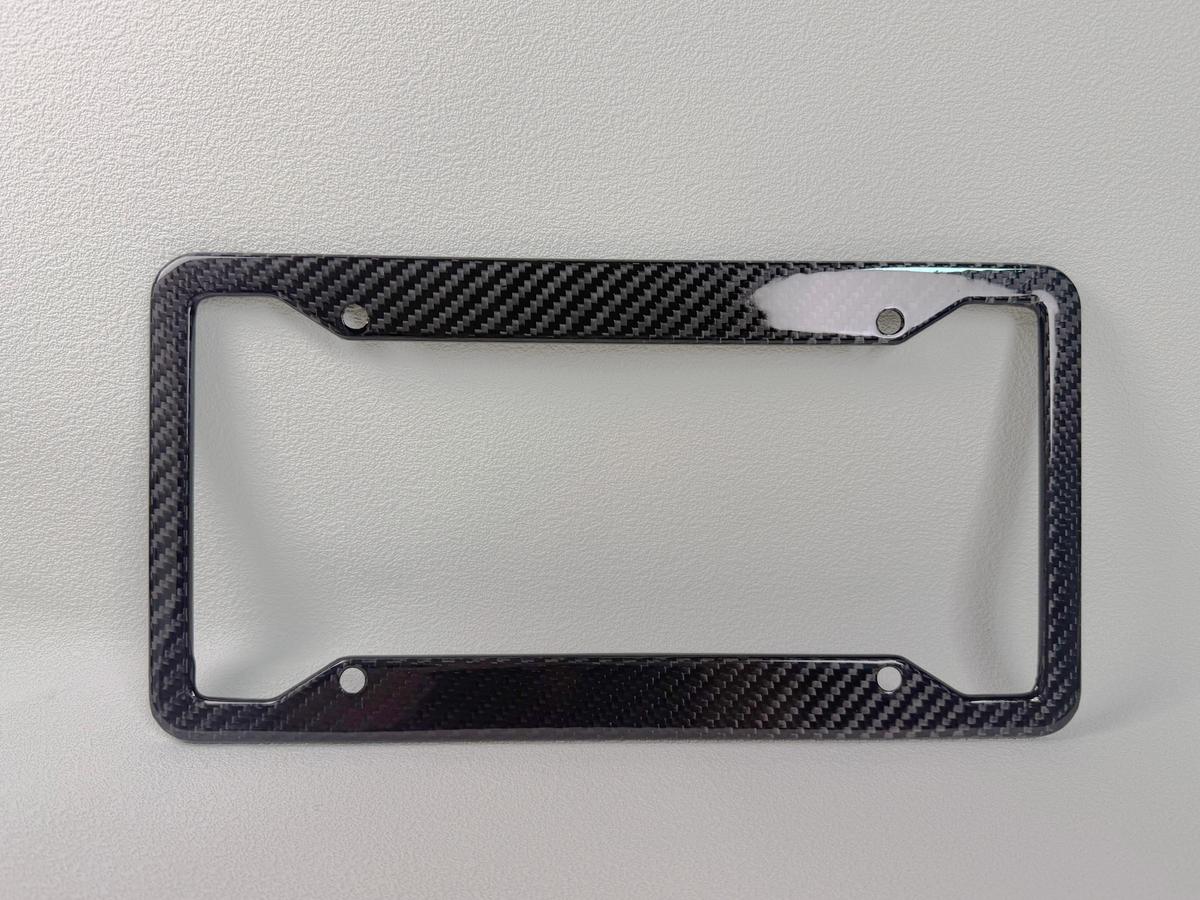 Carbon Fiber License Plate Frame – Slim Profile | Rust-Free Forever — carbon fiber close-up view 2