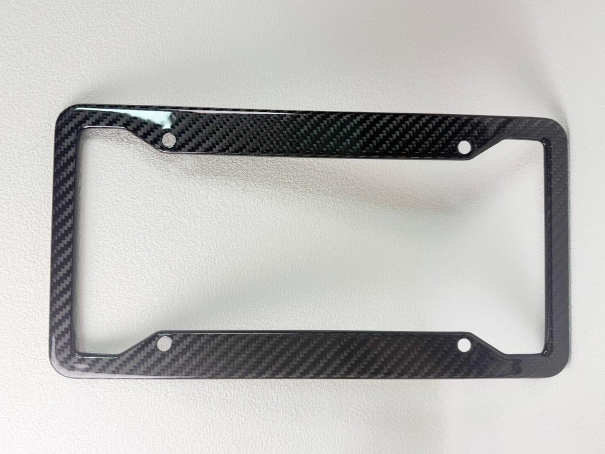 Carbon Fiber License Plate Frame – Standard Fit | 3K Twill Weave — carbon fiber close-up view 1