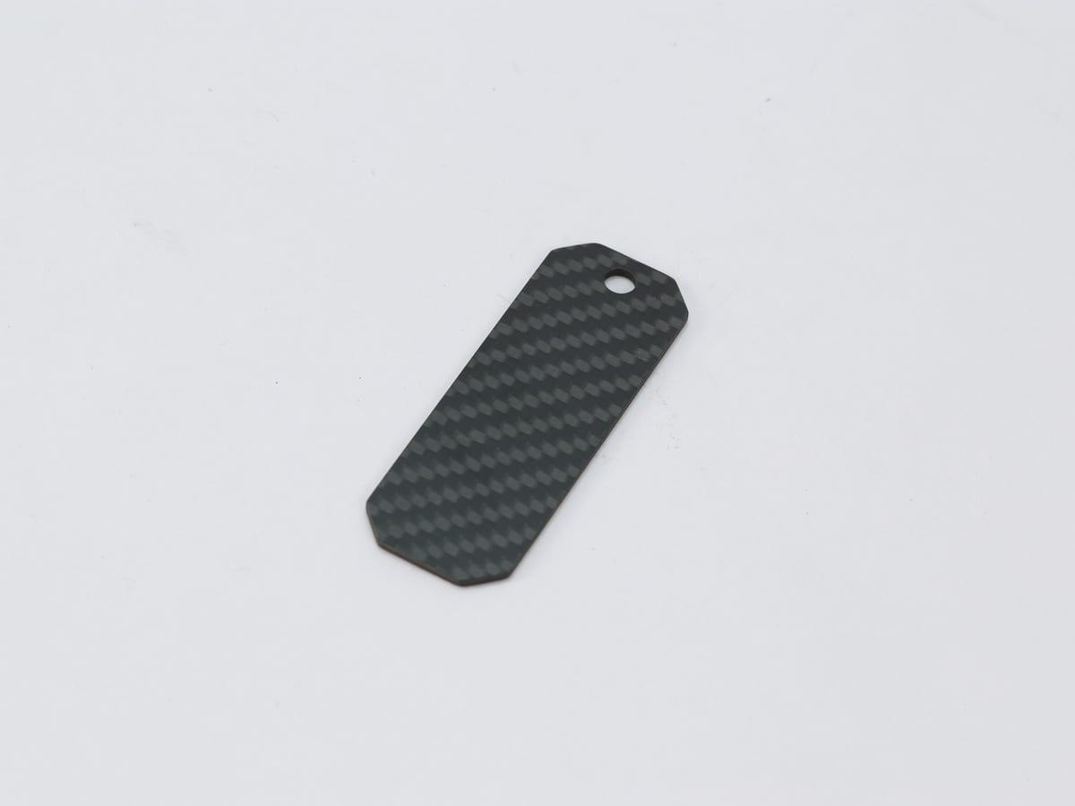 Octagon Hang Tag – Carbon Fiber | Unique Shape — carbon fiber close-up view 2