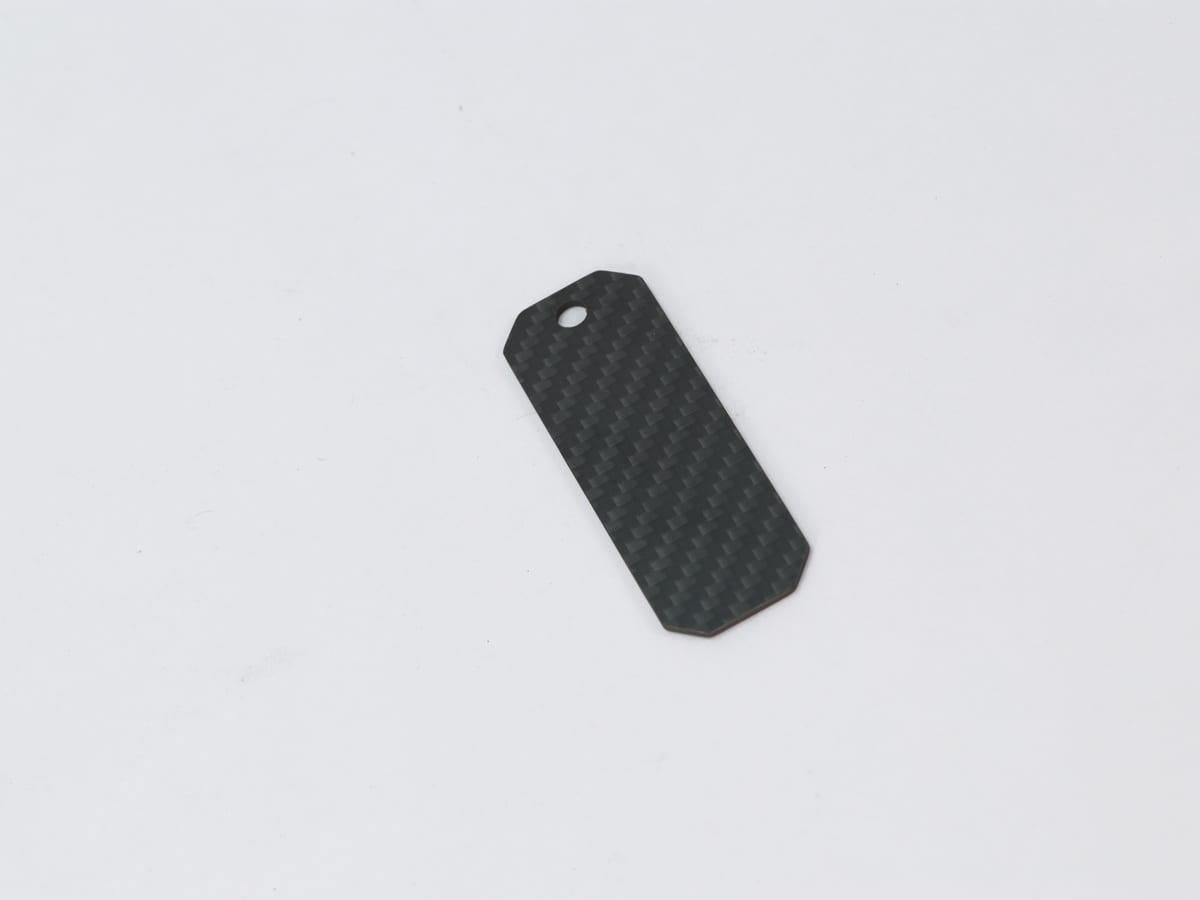 Octagon Hang Tag – Carbon Fiber | Unique Shape — carbon fiber close-up view 3