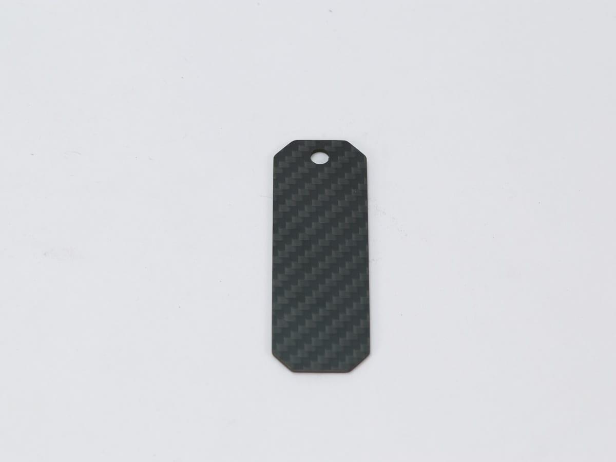 Octagon Hang Tag – Carbon Fiber | Unique Shape — carbon fiber close-up view 1