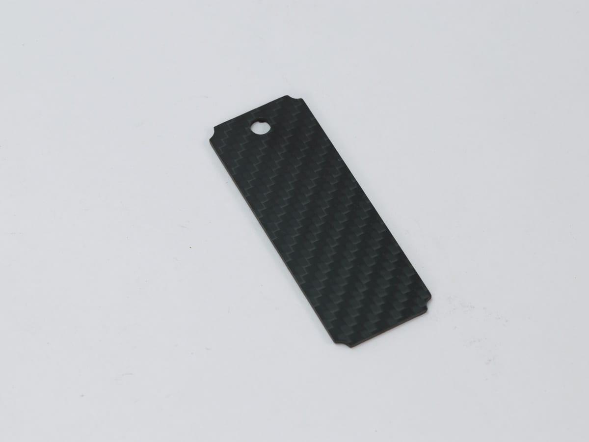 Rectangular Hang Tag – Carbon Fiber | Lightweight & Durable — carbon fiber close-up view 2