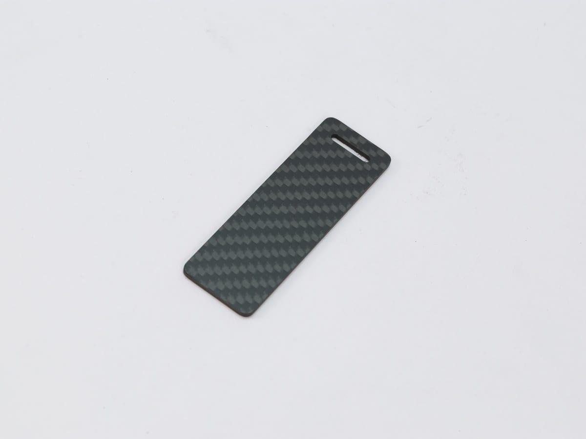 Slot-Top Hang Tag – Carbon Fiber | Easy Display — carbon fiber close-up view 2
