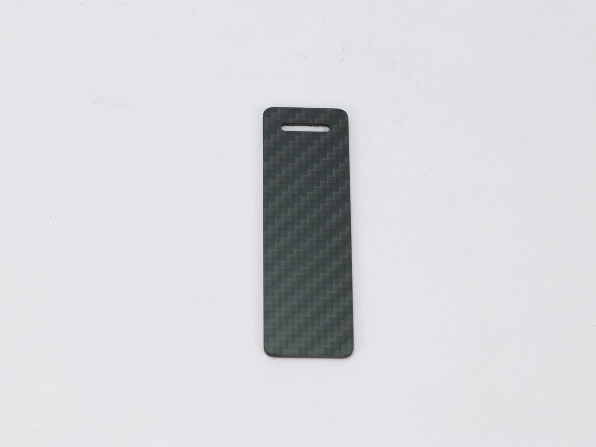 Slot-Top Hang Tag – Carbon Fiber | Easy Display — carbon fiber close-up view 1