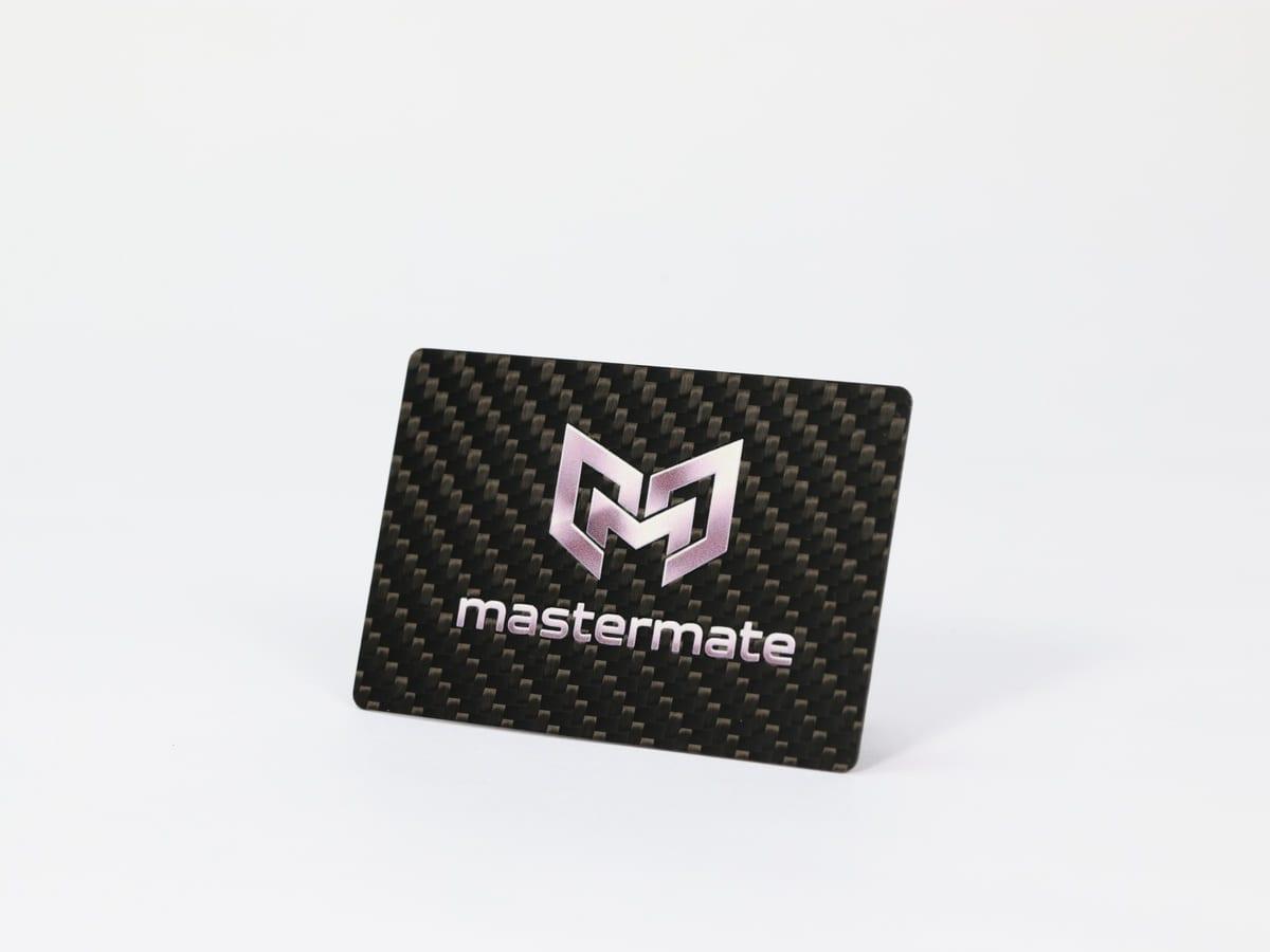 Custom Brand Logo Card – Premium Carbon Fiber Finish | Laser Engraved — carbon fiber close-up view 2