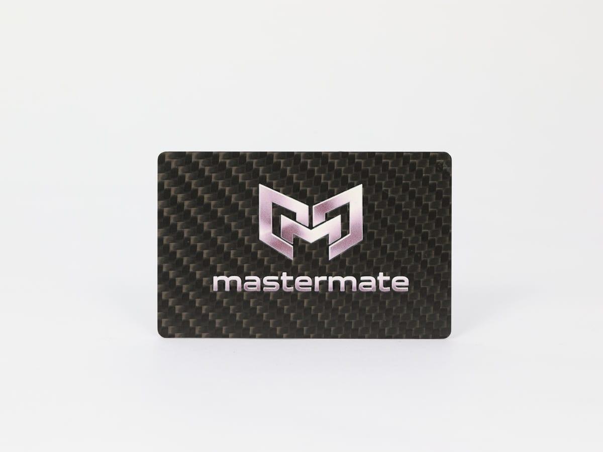 Custom Brand Logo Card – Premium Carbon Fiber Finish | Laser Engraved — carbon fiber close-up view 1