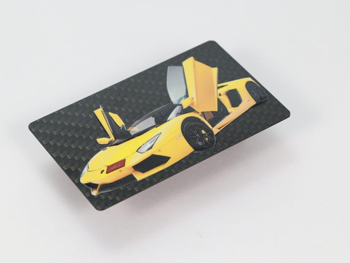 Luxury Brand Card – Real Carbon Fiber | Gold & Silver Foil Options — carbon fiber close-up view 4