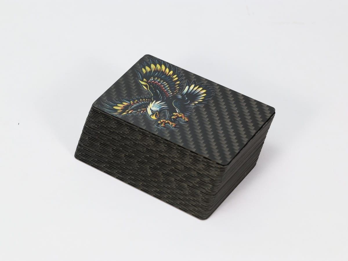 Metallic Print Card – Carbon Fiber + Metallic Ink | Eye-Catching Finish — carbon fiber close-up view 3