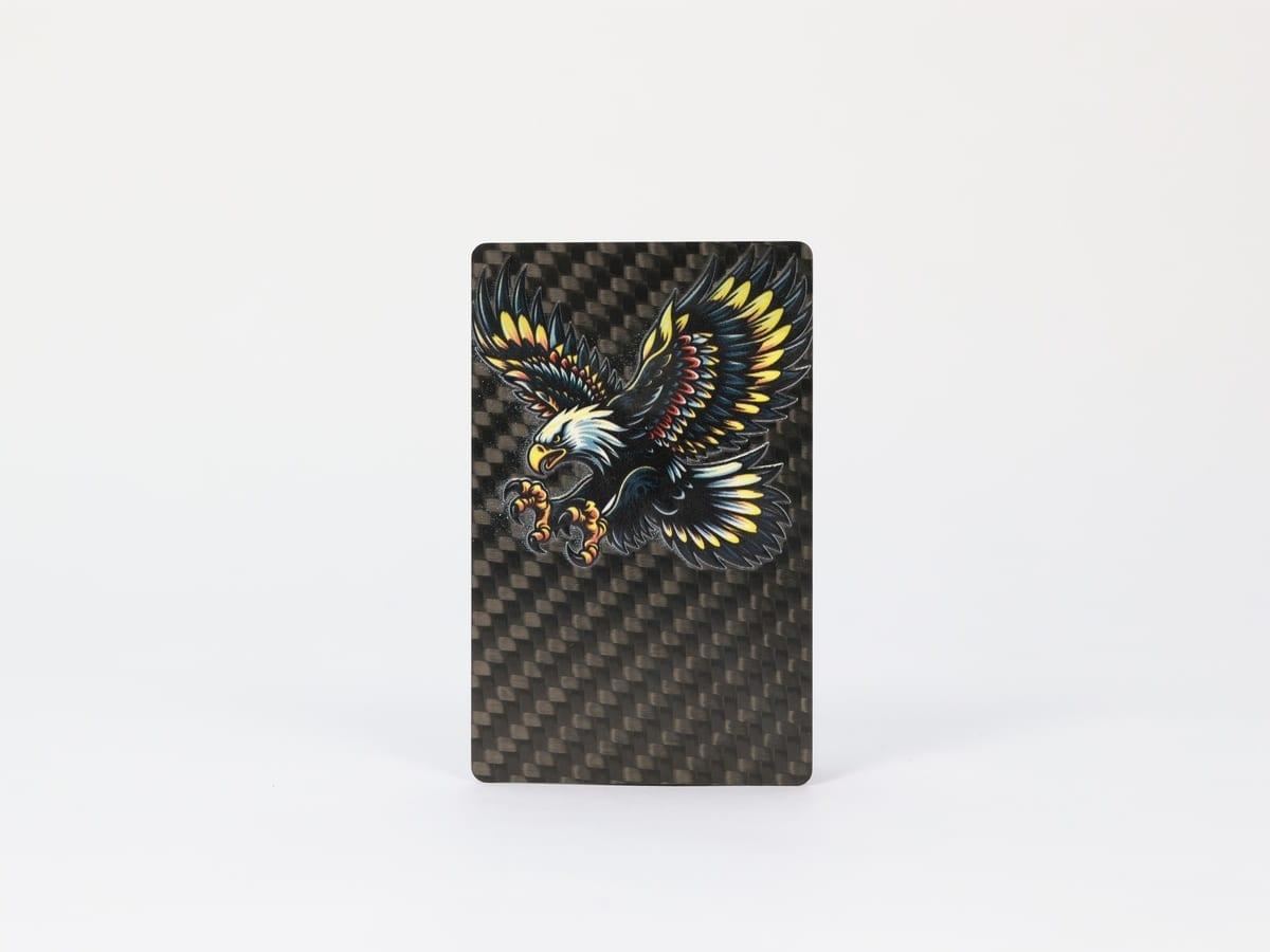 Metallic Print Card – Carbon Fiber + Metallic Ink | Eye-Catching Finish — carbon fiber close-up view 1