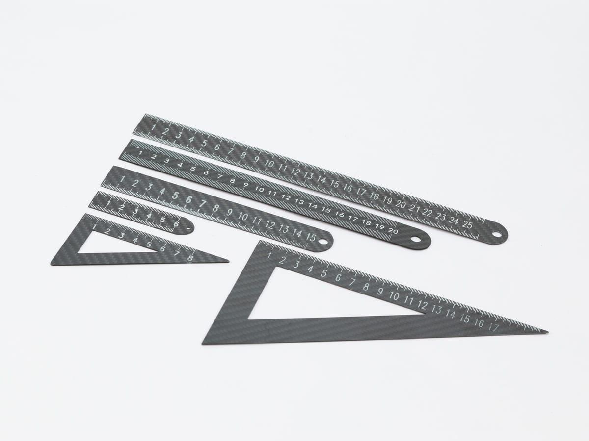 Carbon Fiber Ruler Set 5-Piece – Complete Toolkit | Gift Box Included — carbon fiber close-up view 2