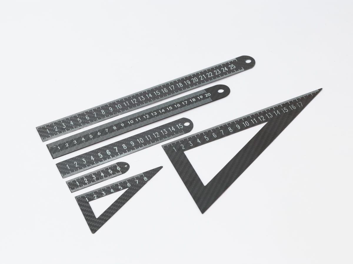 Carbon Fiber Ruler Set 5-Piece – Complete Toolkit | Gift Box Included — carbon fiber close-up view 3
