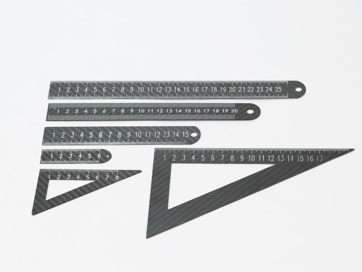 Carbon Fiber Ruler Set 5-Piece – Complete Toolkit | Gift Box Included — carbon fiber close-up view 1