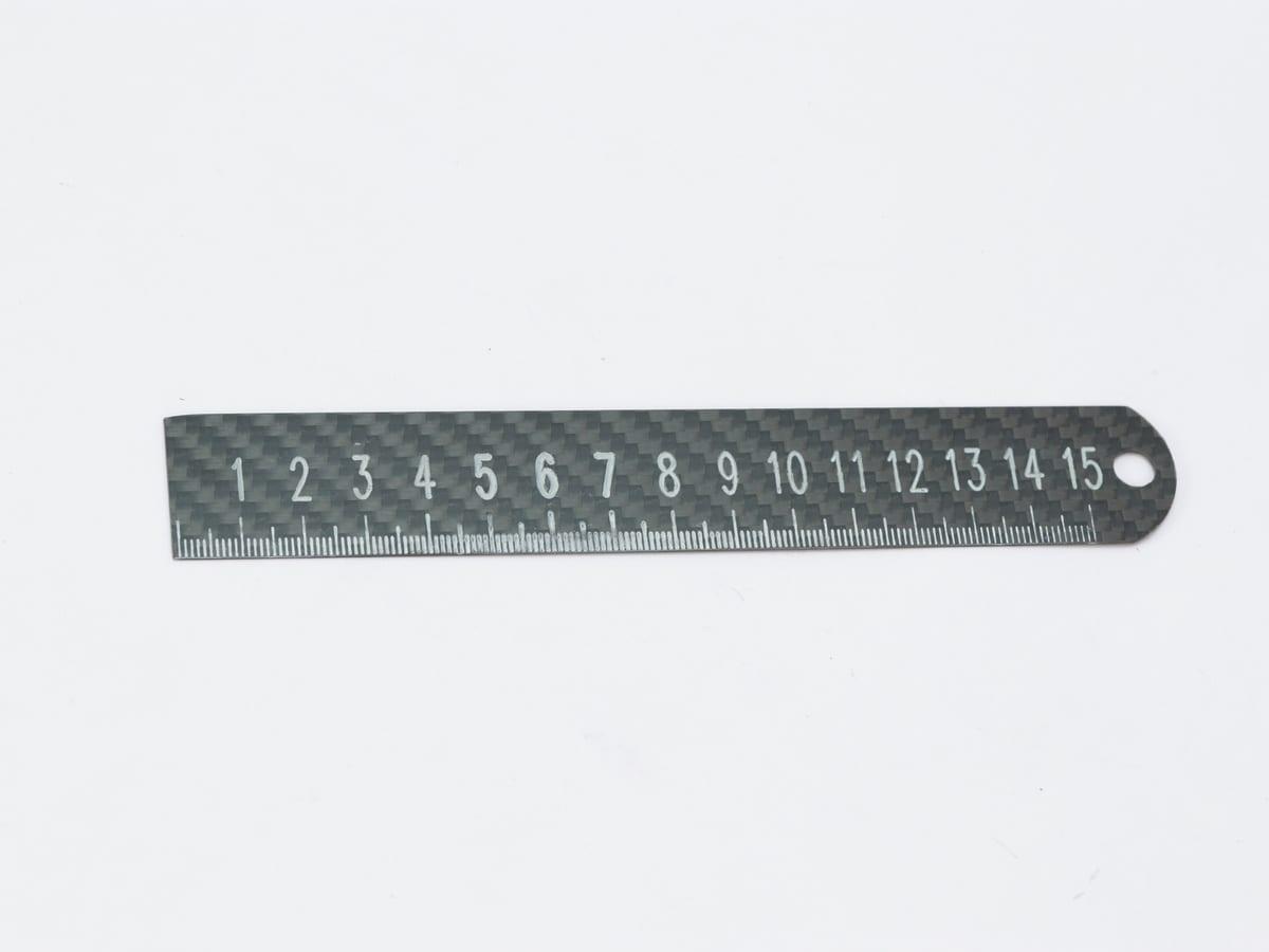Straight Ruler 15cm – Carbon Fiber | Precision Laser-Cut Marks — carbon fiber close-up view 2