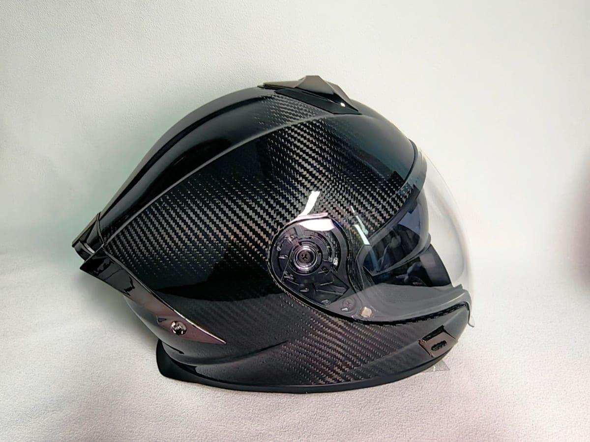 Carbon Fiber Full-Face Motorcycle Helmet – 3K Twill DOT Certified | Custom Graphics Available — carbon fiber close-up view 2