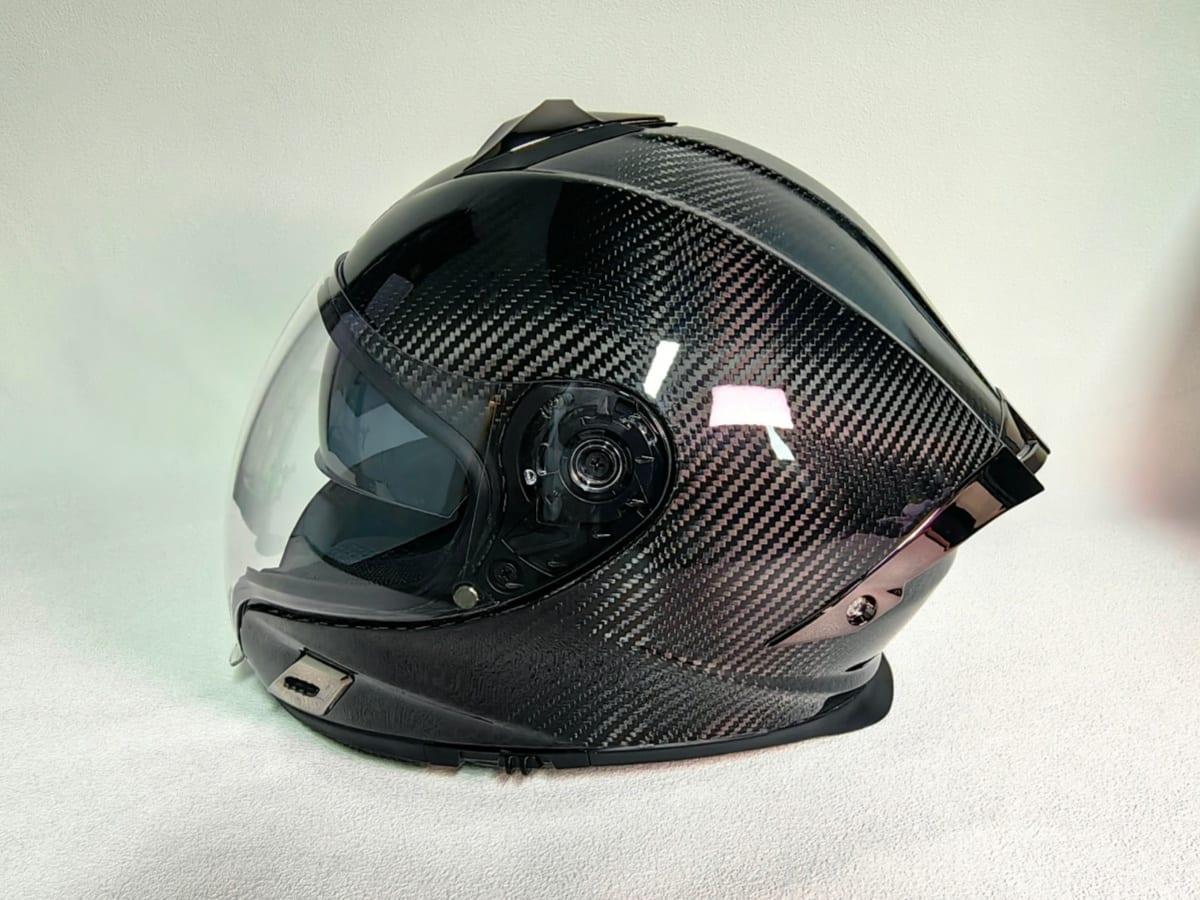 Carbon Fiber Full-Face Motorcycle Helmet – 3K Twill DOT Certified | Custom Graphics Available — carbon fiber close-up view 4