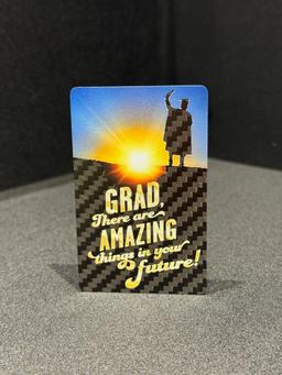 Carbon Fiber Graduation Card | 3D Embossed Gold Foil | Custom Waterproof Keepsake — carbon fiber product angle 2