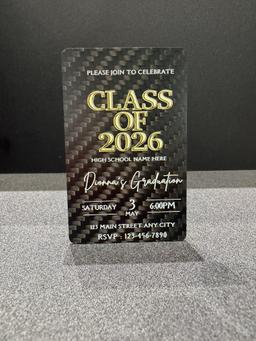 Carbon Fiber Graduation Card | 3D Embossed Gold Foil | Custom Waterproof Keepsake — carbon fiber product angle 1