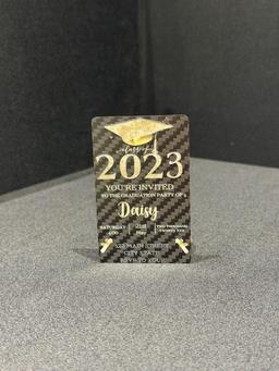 Carbon Fiber Graduation Card | 3D Embossed Gold Foil | Custom Waterproof Keepsake — carbon fiber product angle 5