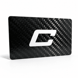 Benutzerdefinierte Markenlogo-Karte – Premium Kohlefaser-Finish | Lasergraviert — carbon fiber product angle 5