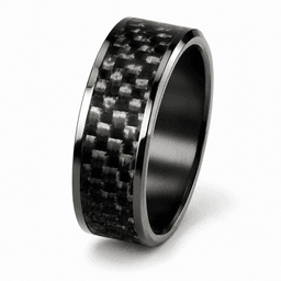Black Carbon Fiber Ring – Polished Comfort Fit Wedding Band — carbon fiber product angle 1