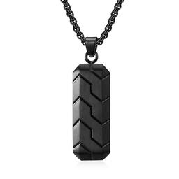 Carbon Fiber Tire Tread Pendant Necklace for Men, Vintage Black Stainless Steel Biker Necklace, Motorcycle Inspired Jewelry Gift for Husband Boyfriend — carbon fiber product angle 1