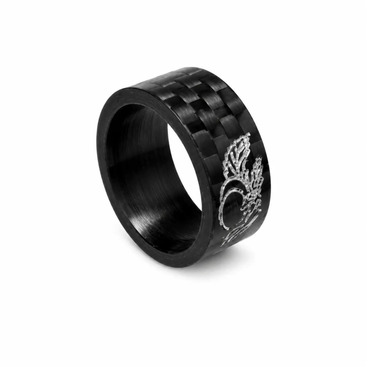 Custom Engraved Carbon Fiber Ring – Personalized CNC Carved Wedding Band — carbon fiber close-up view 2