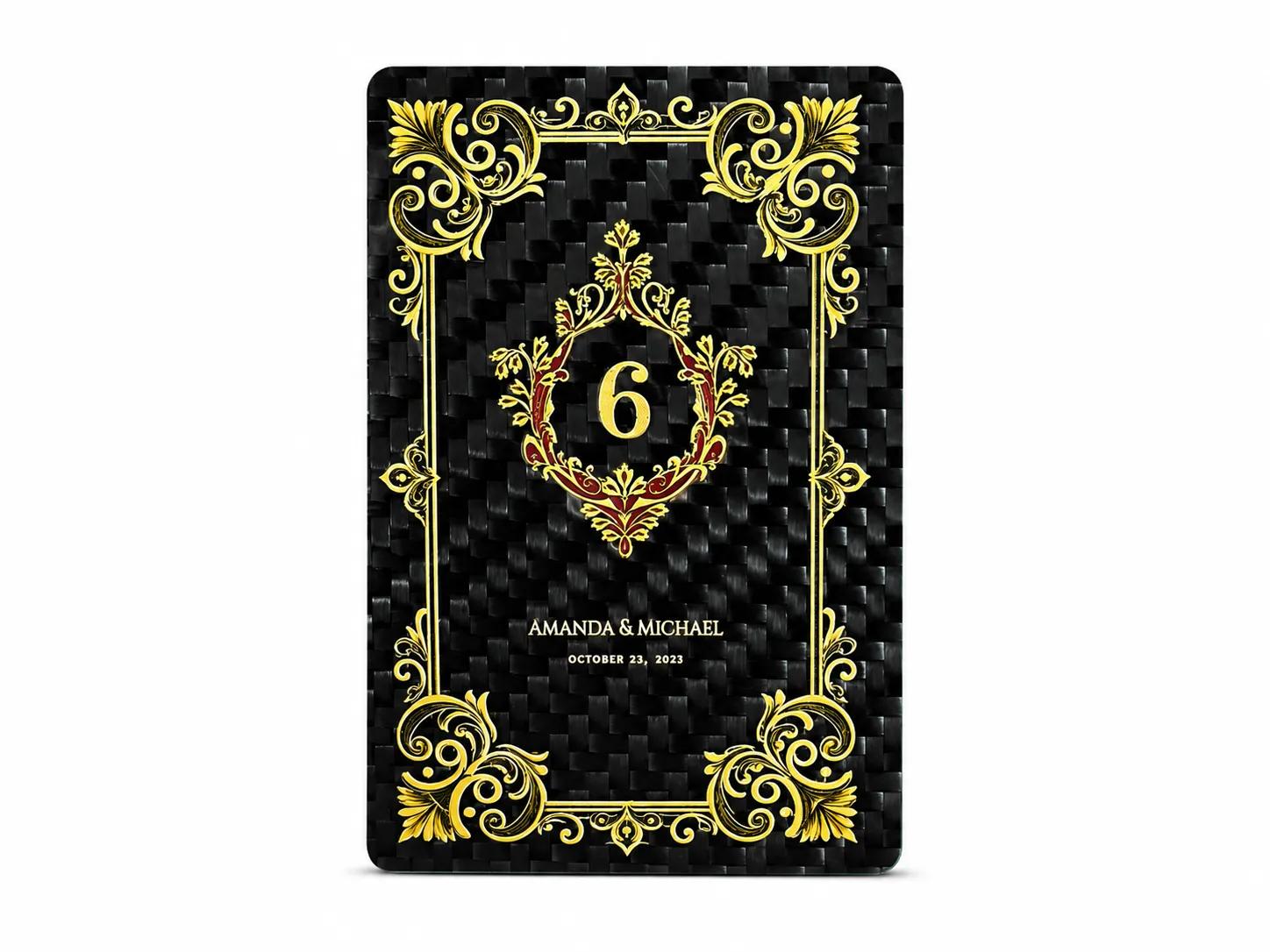 Carbon Fiber Wedding Table Numbers - Modern Place Card Holders Set