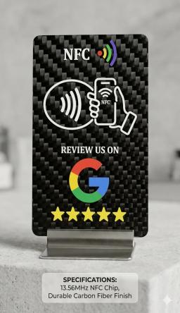 Custom Carbon Fiber NFC Google Review Card – Smart Tap Review Card for Businesses — carbon fiber product angle 2