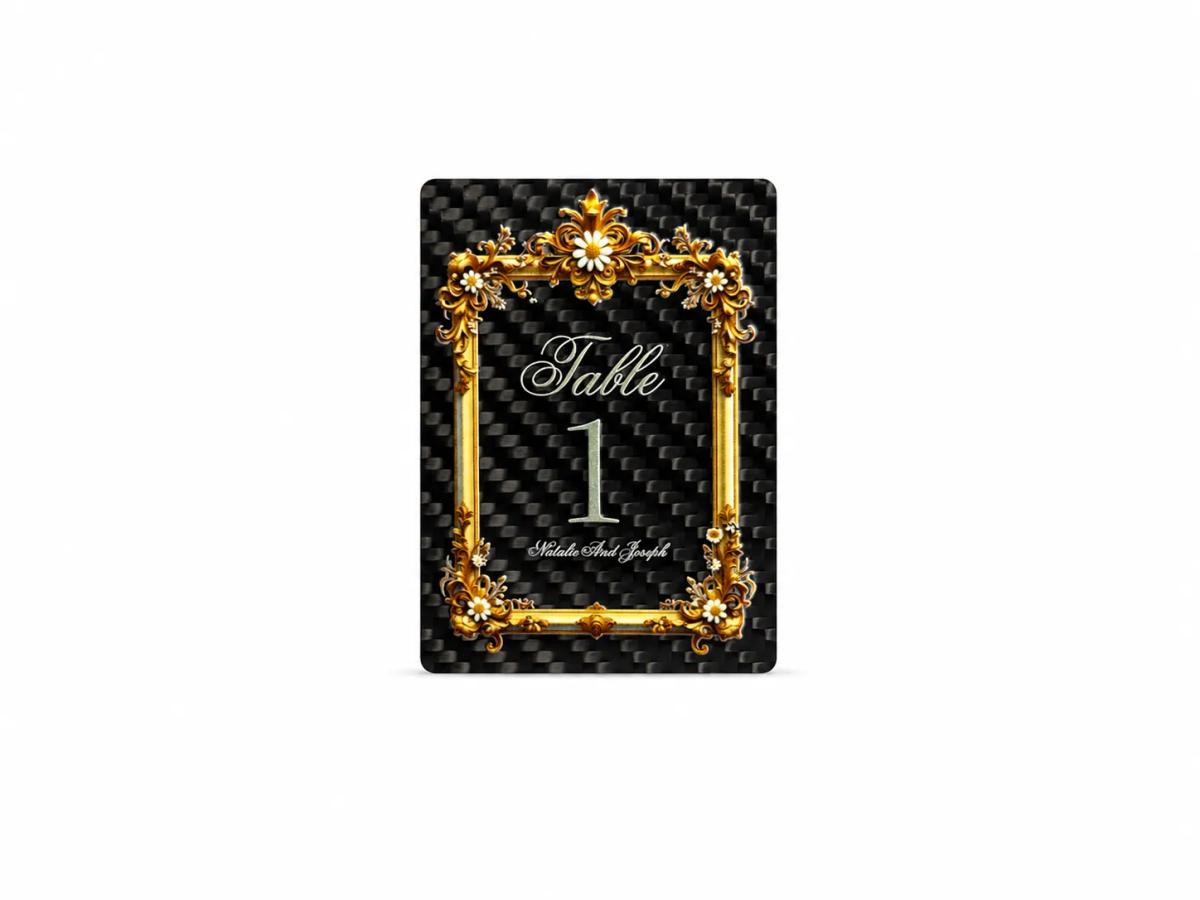 Carbon Fiber Graduation Card | 3D Embossed Gold Foil | Custom Waterproof Keepsake — carbon fiber close-up view 1