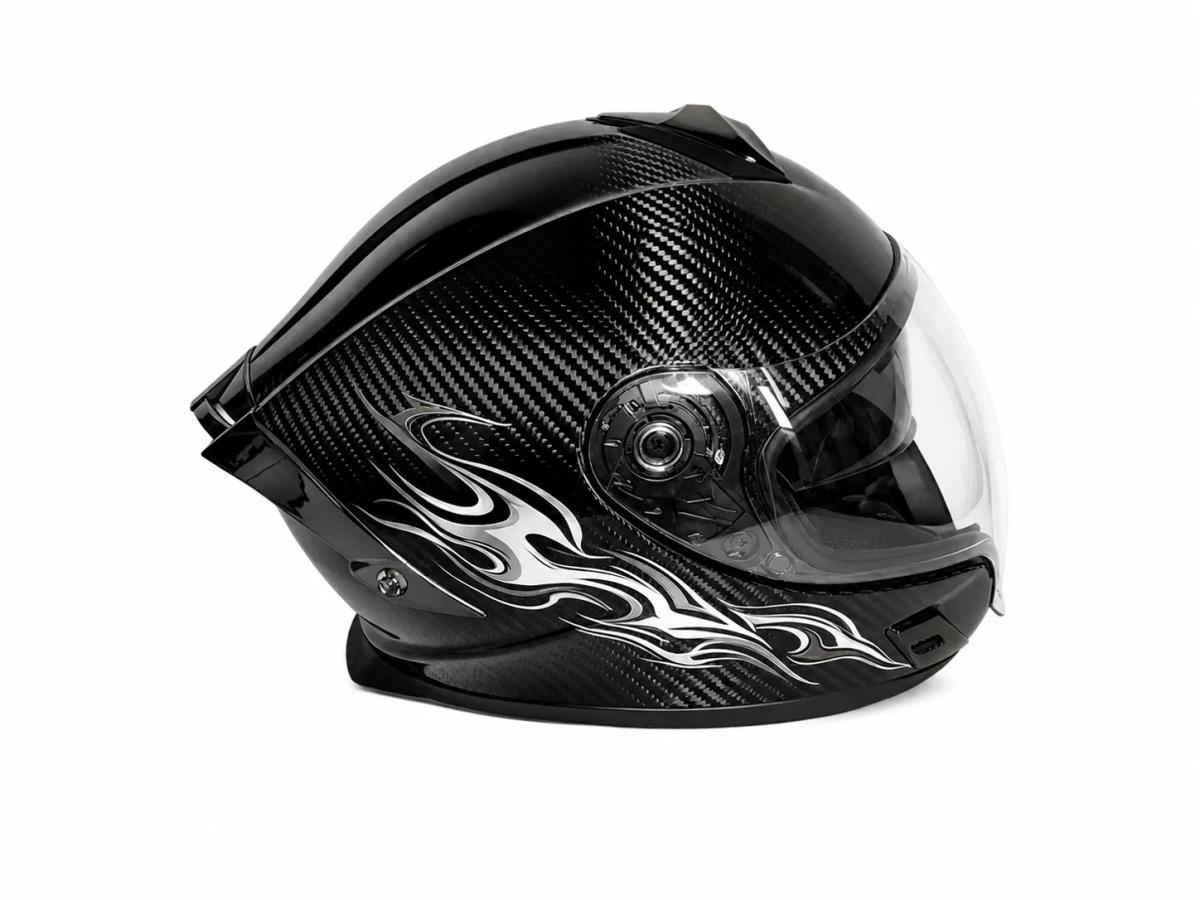 碳纤维摩托车头盔 - 光泽饰面 DOT认可 | 可定制酷炫图案 — carbon fiber close-up view 1