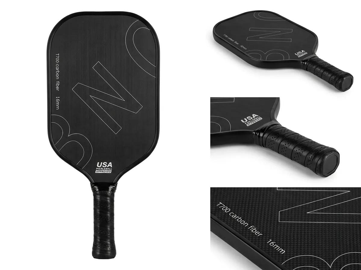 T700 Carbon Fiber Pickleball Paddle – 16mm PP Honeycomb Core | USAPA Approved — carbon fiber close-up view 4