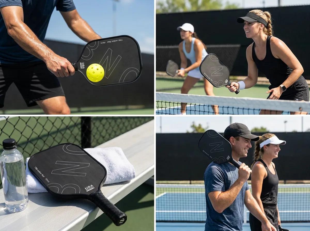 T700 Carbon Fiber Pickleball Paddle – 16mm PP Honeycomb Core | USAPA Approved — carbon fiber close-up view 2