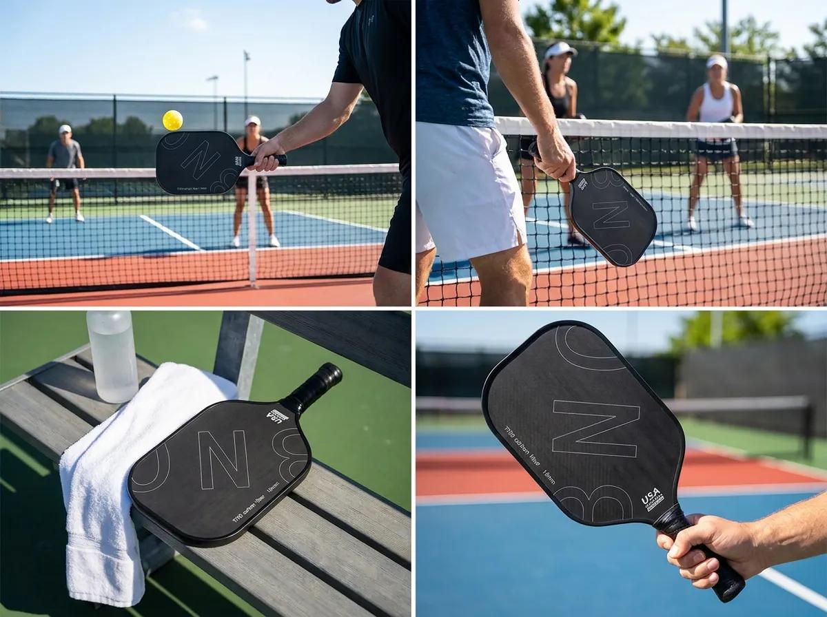 T700 Carbon Fiber Pickleball Paddle – 16mm PP Honeycomb Core | USAPA Approved — carbon fiber close-up view 3