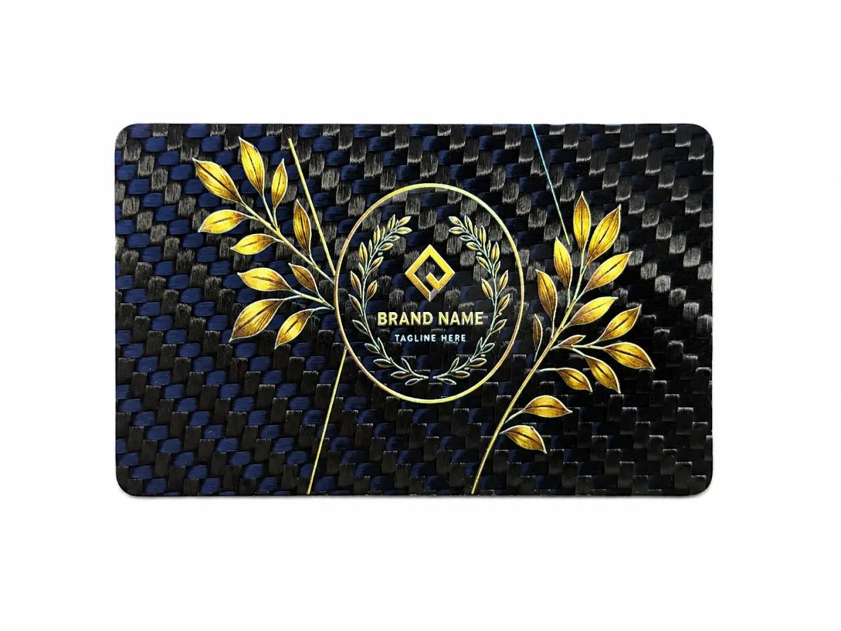 Tarjeta de Impresión UV Degradado – Fibra de Carbono + Gradiente UV | Diseño Moderno — carbon fiber close-up view 2
