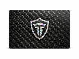 Custom luxury carbon fiber business card with traditional mother-of-pearl inlay — carbon fiber product angle 3