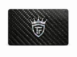 Custom luxury carbon fiber business card with traditional mother-of-pearl inlay — carbon fiber product angle 2