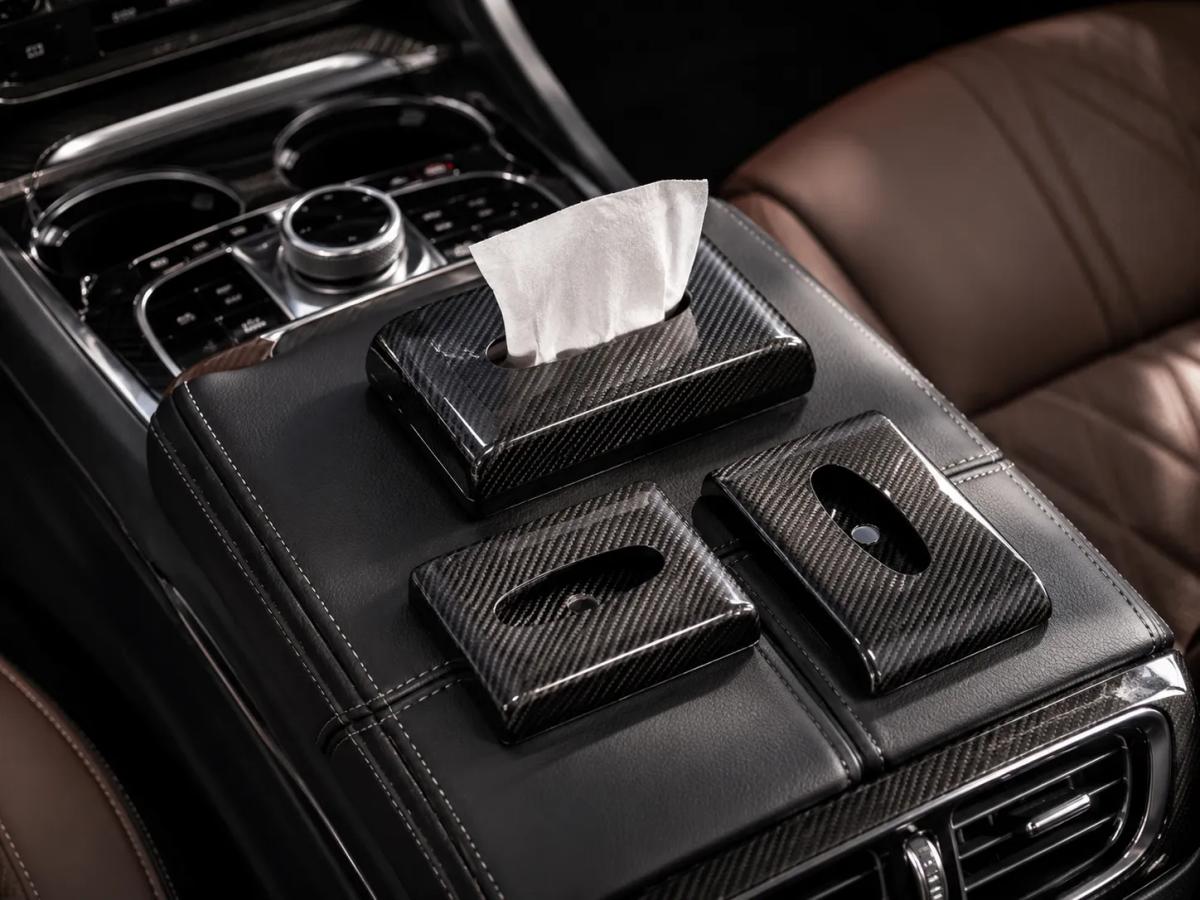 Carbon Fiber Tissue Box Cover – Luxury Car & Home Tissue Holder — carbon fiber close-up view 2