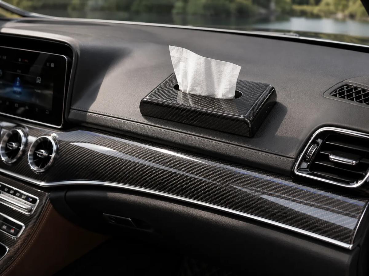 Carbon Fiber Tissue Box Cover – Luxury Car & Home Tissue Holder — carbon fiber close-up view 4