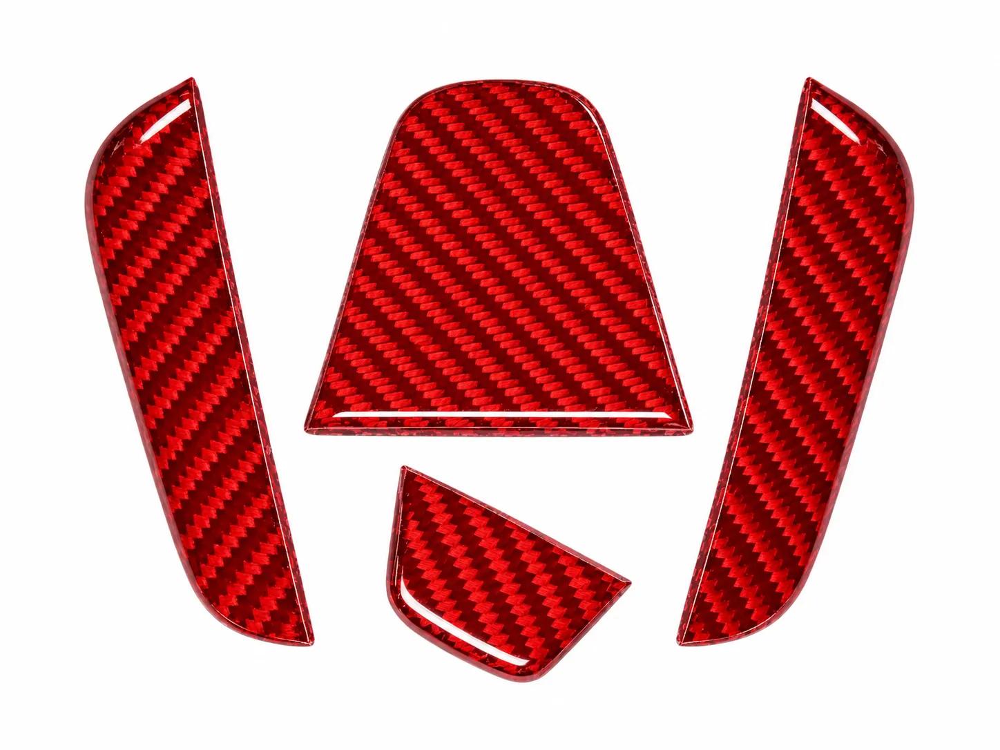 Custom Red Carbon Fiber Honda Civic Rear Emblem Logo Trim — premium carbon fiber product detail