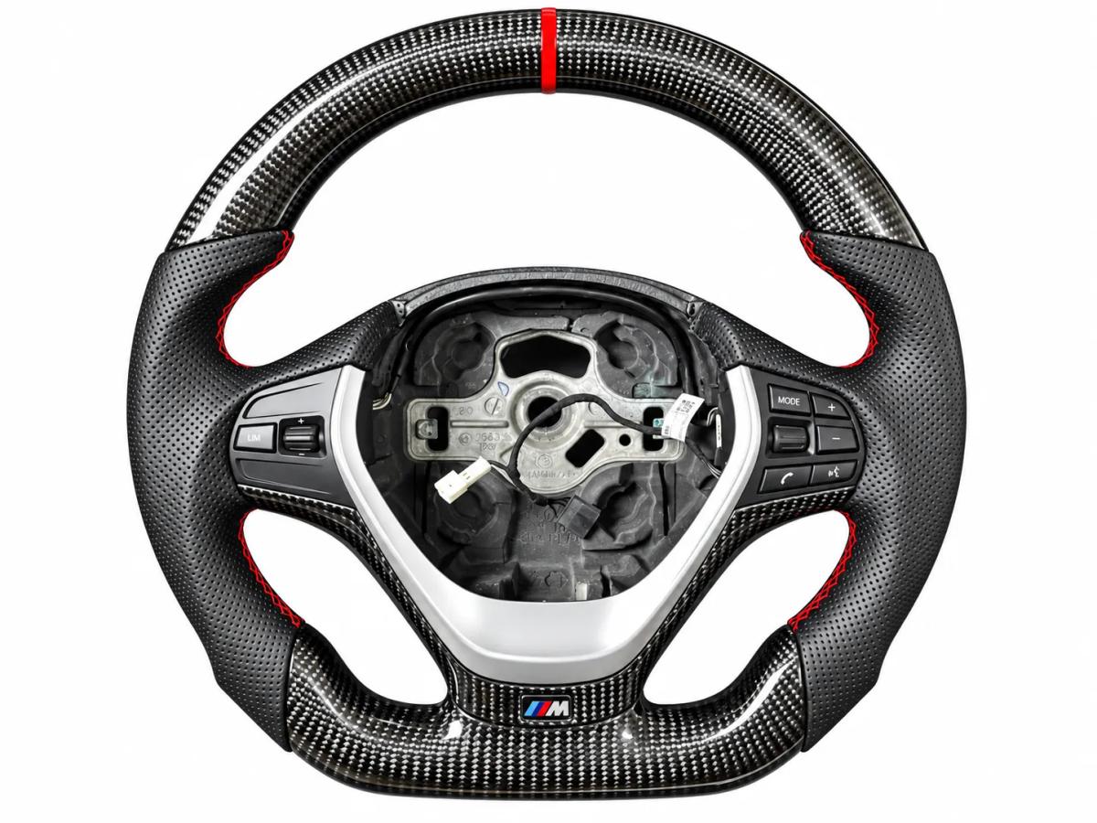 BMW F30 F32 F80 F82 Carbon Fiber Steering Wheel — carbon fiber close-up view 2