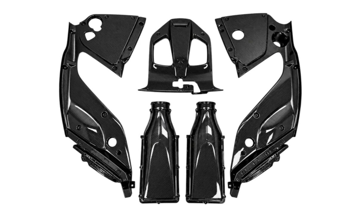 Custom Ferrari 812 Carbon Fiber Engine Bay Cover Kit — carbon fiber close-up view 3