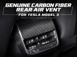Genuine Dry Carbon Fiber Rear Air Vent Cover for Tesla Model 3 (2019–2022) & Model Y (2020–2022) — carbon fiber product angle 4