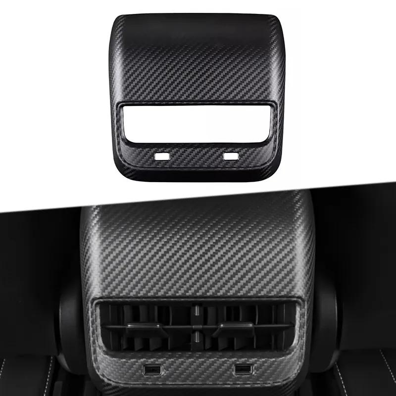 Genuine Dry Carbon Fiber Rear Air Vent Cover for Tesla Model 3 (2019–2022) & Model Y (2020–2022) — carbon fiber close-up view 2