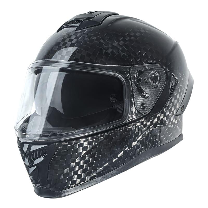 CF001 Kohlefaser-Motorrad-Helm – 3K/12K/Geschmiedet | Custom-Design verfügbar — carbon fiber close-up view 2