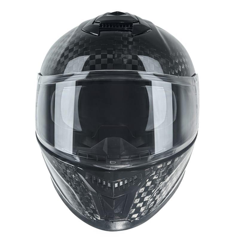 CF001 Kohlefaser-Motorrad-Helm – 3K/12K/Geschmiedet | Custom-Design verfügbar — carbon fiber close-up view 3