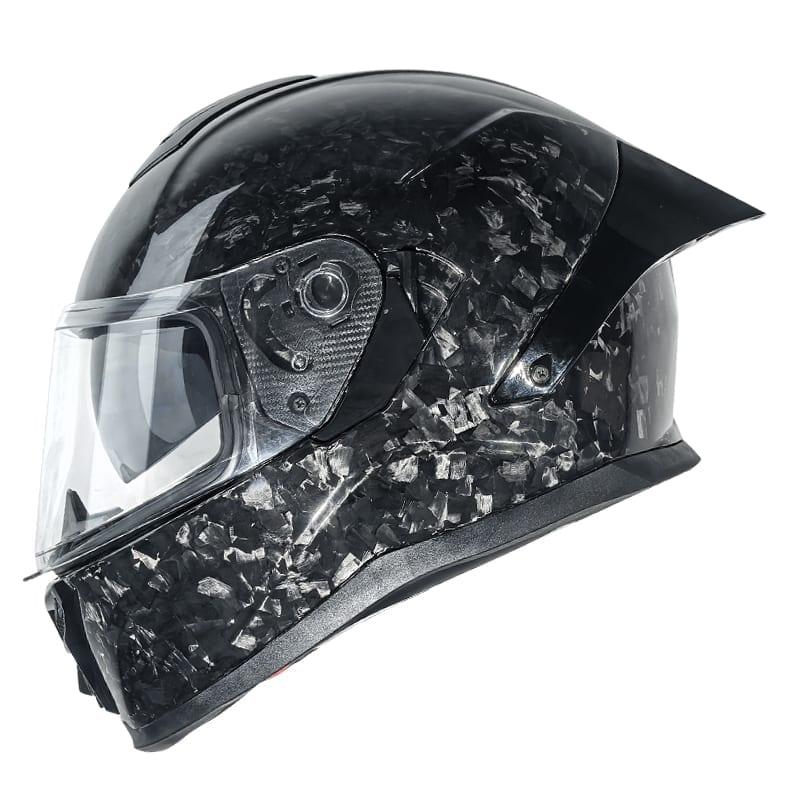 CF001 Kohlefaser-Motorrad-Helm – 3K/12K/Geschmiedet | Custom-Design verfügbar — carbon fiber close-up view 4