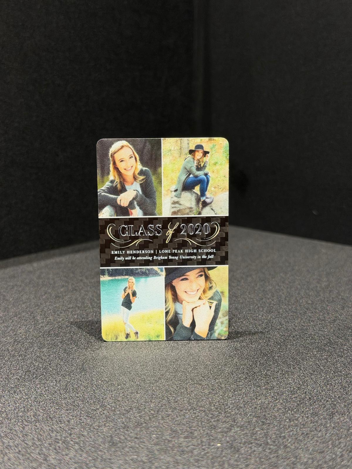 Carbon Fiber Graduation Card | 3D Embossed Gold Foil | Custom Waterproof Keepsake — carbon fiber close-up view 3