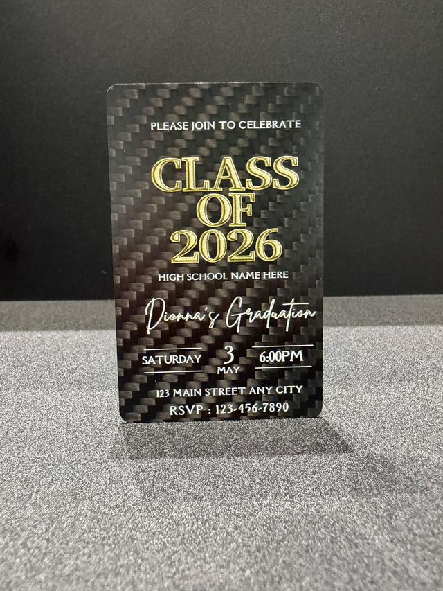 Carbon Fiber Graduation Card | 3D Embossed Gold Foil | Custom Waterproof Keepsake — related carbon fiber product