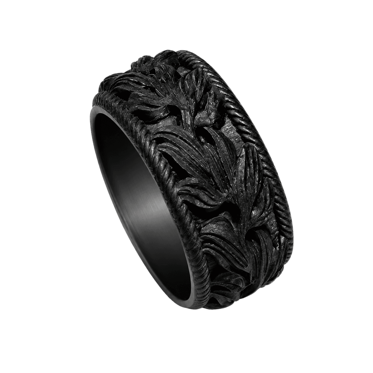 Carbon Fiber CNC Carved Rings | Precision-Crafted Lightweight Jewelry — carbon fiber close-up view 1