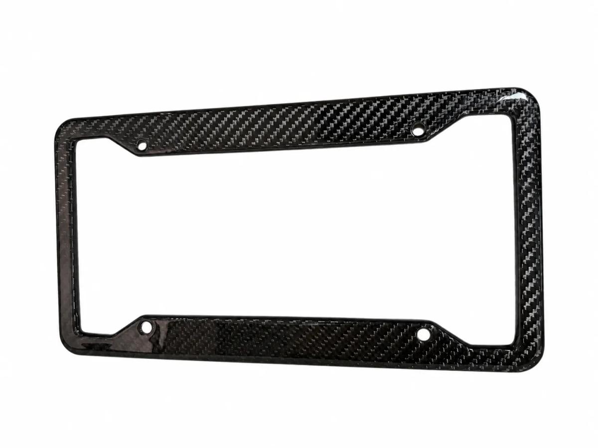 Marco Placa Fibra de Carbono – Delgado — carbon fiber close-up view 2